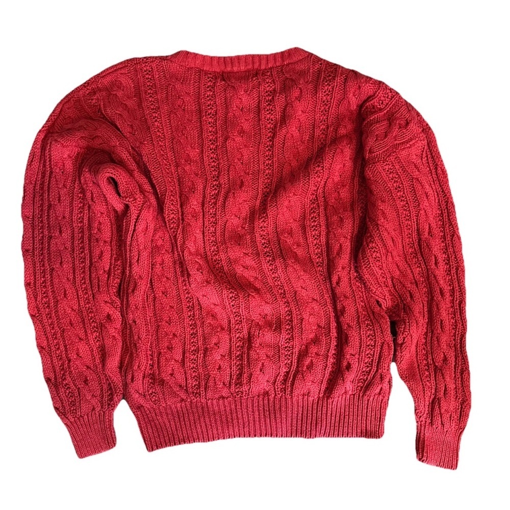 American Eagle Outfitters Vintage rare Sweater Red Cable Knit Pullover - Picture 5 of 8